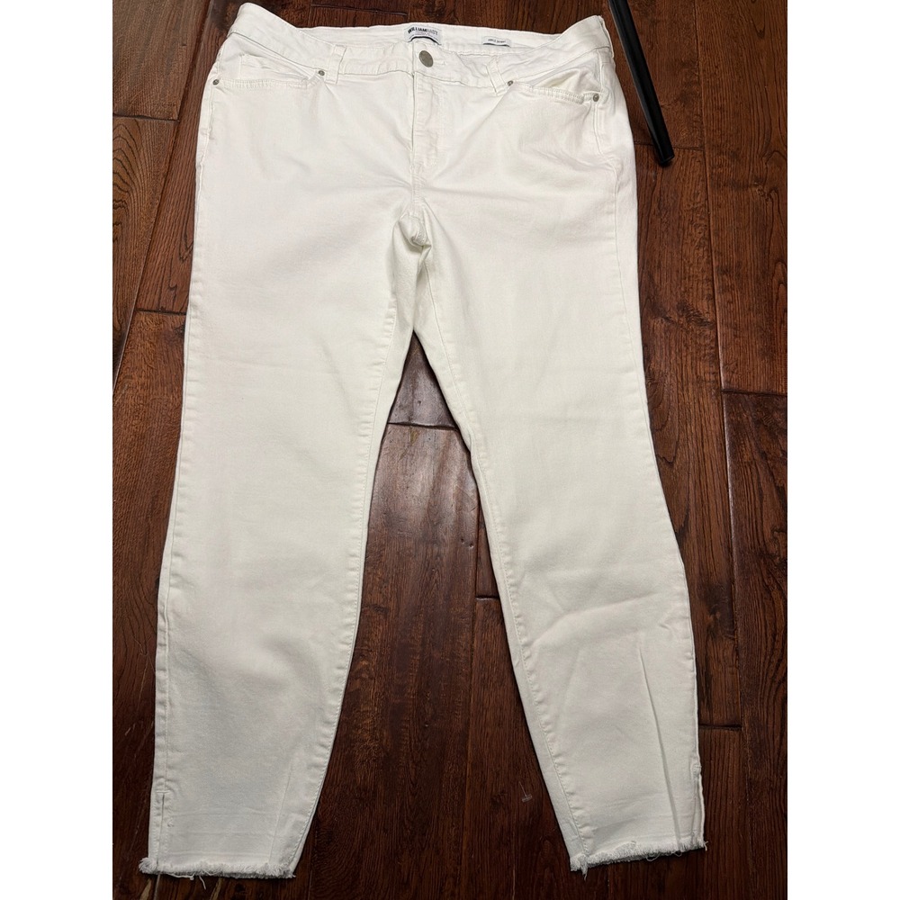 William Rast White‎ Ankle Skinny Jeans Womens 18W Raw Hem Frayed Stretch Denim